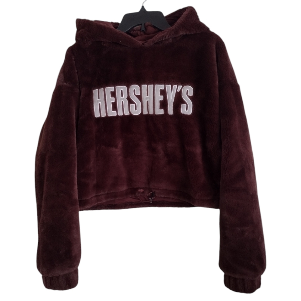 Forever 21 X Hershey's collaboration plush brown cropped hoodie